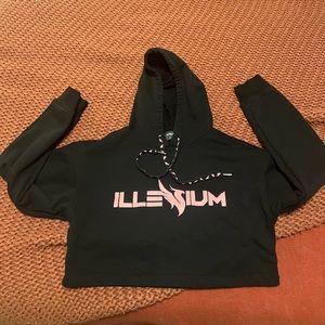 Cropped Illenium Black & Pink Hoodie